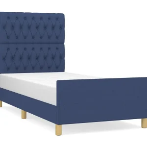 Bedframe zonder matras 90×200 cm stof blauw Bedframe zonder matras 90×200 cm stof blauw