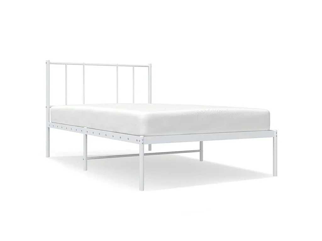 Bedframe met hoofdbord metaal wit 100x200 cm