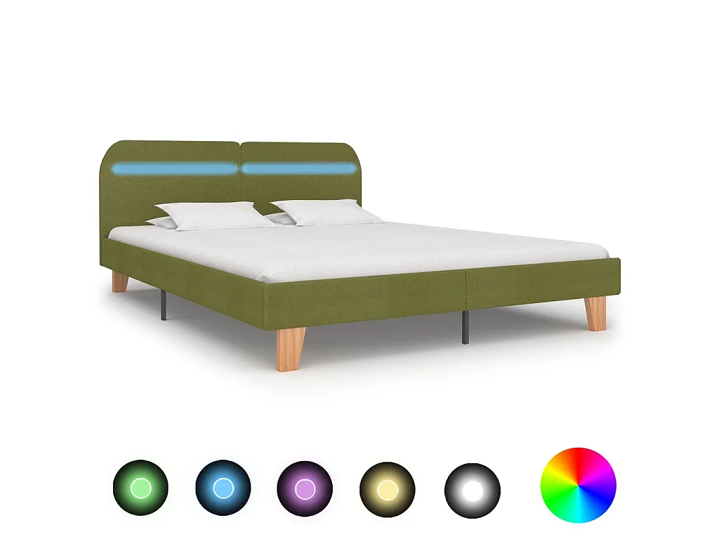 Bedframe met LED stof groen 160x200 cm