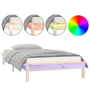 Bedframe LED massief hout 90×190 cm Bedframe LED massief hout 90×190 cm