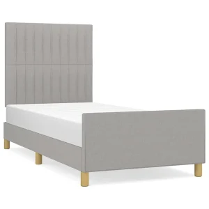 Bedframe zonder matras 90×200 cm stof lichtgrijs Bedframe zonder matras 90×200 cm stof lichtgrijs