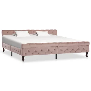 Bedframe fluweel roze 200×200 cm