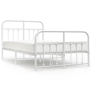 Bedframe met hoofd- en voeteneinde metaal wit 120×200 cm Bedframe met hoofd- en voeteneinde metaal wit 120×200 cm