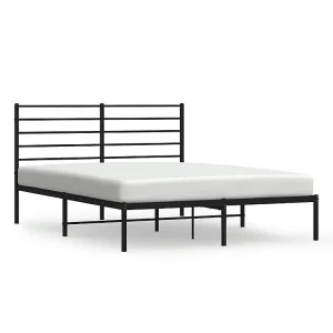 Bedframe met hoofdbord metaal zwart 140×190 cm