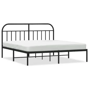 Bedframe met hoofdbord metaal zwart 180×200 cm Bedframe met hoofdbord metaal zwart 180×200 cm