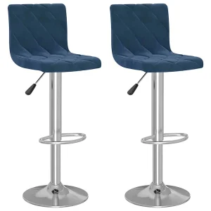 Barkrukken 2 st fluweel blauw Barkrukken 2 st fluweel blauw