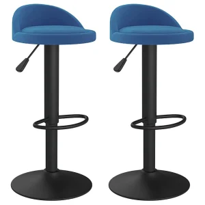Barkrukken 2 st fluweel blauw Barkrukken 2 st fluweel blauw