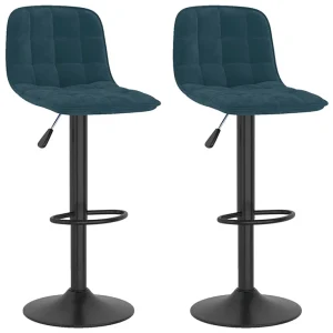 Barkrukken 2 st fluweel blauw Barkrukken 2 st fluweel blauw