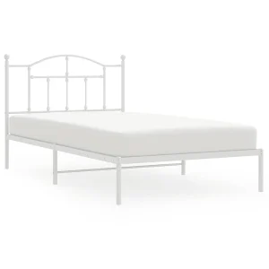 Bedframe met hoofdbord metaal wit 107×203 cm Bedframe met hoofdbord metaal wit 107×203 cm