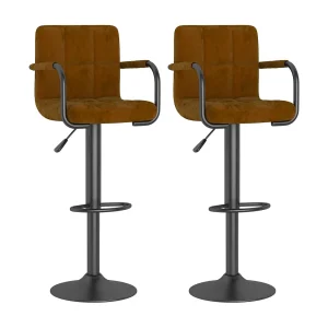 Barkrukken 2 st fluweel bruin Barkrukken 2 st fluweel bruin
