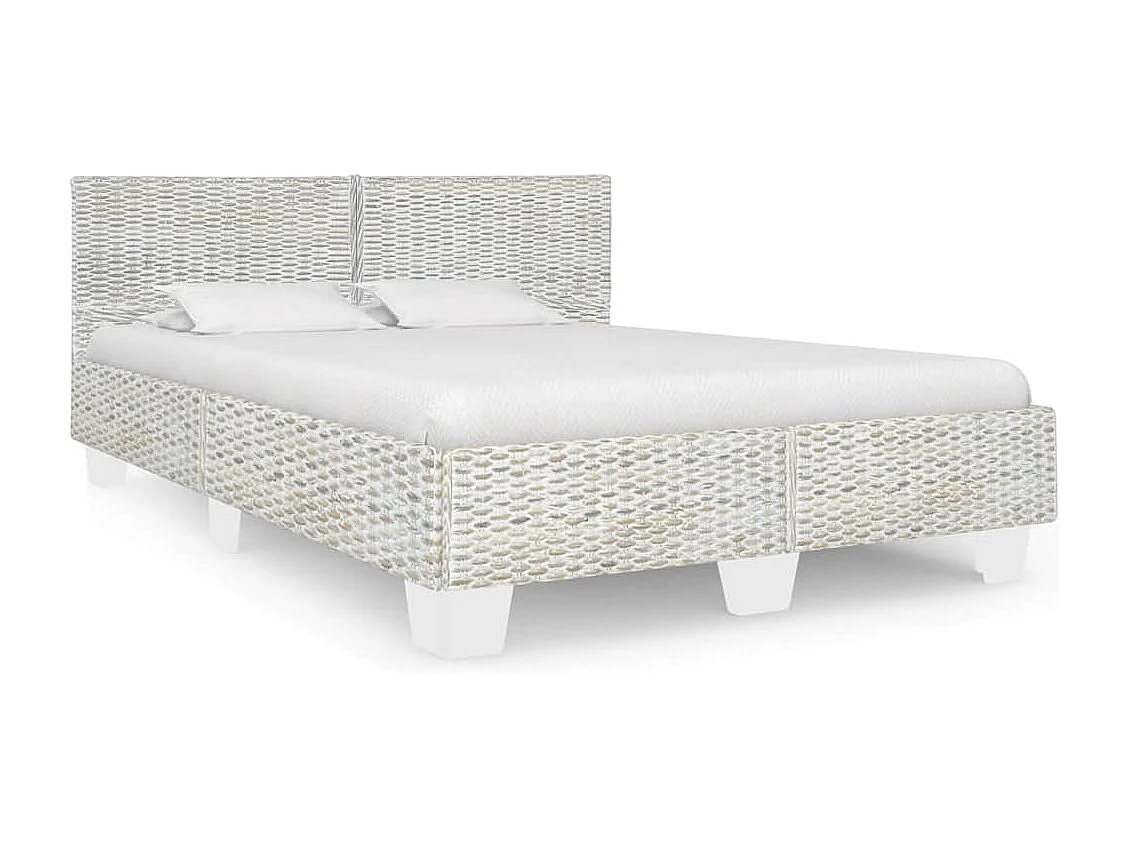 Bedframe natuurlijk rattan grijs 160x200 cm