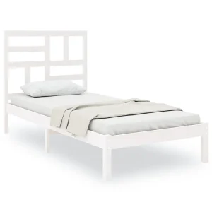 Bedframe massief hout wit 75×190 cm Bedframe massief hout wit 75×190 cm