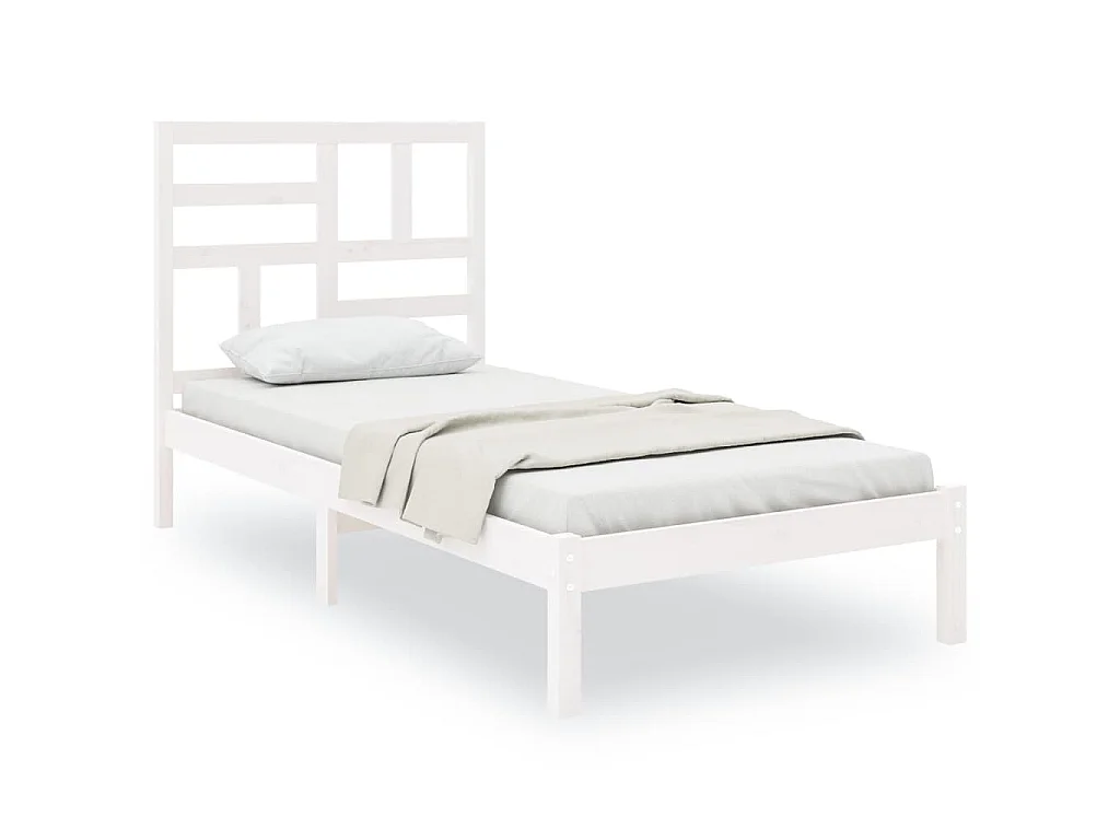 Bedframe massief hout wit 75x190 cm