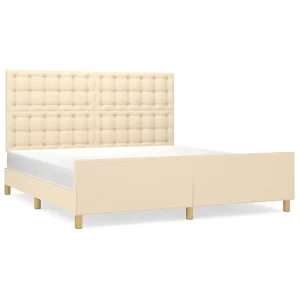 Bedframe met hoofdeinde stof crèmekleurig 180×200 cm Bedframe met hoofdeinde stof crèmekleurig 180×200 cm