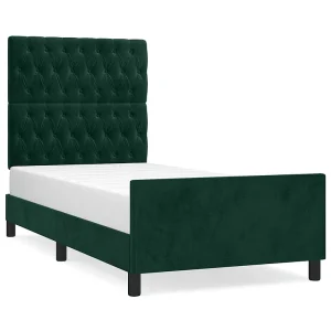 Bedframe zonder matras 90×190 cm fluweel donkergroen Bedframe zonder matras 90×190 cm fluweel donkergroen