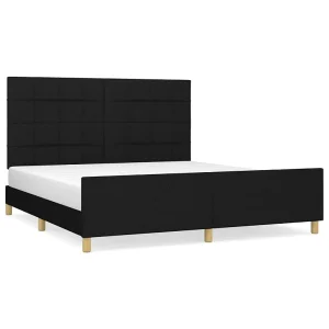 Bedframe zonder matras stof zwart 180×200 cm Bedframe zonder matras stof zwart 180×200 cm