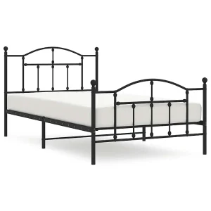 Bedframe met hoofd- en voeteneinde metaal zwart 100×200 cm Bedframe met hoofd- en voeteneinde metaal zwart 100×200 cm