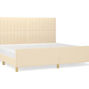 Bedframe zonder matras stof crèmekleurig 200×200 cm Bedframe zonder matras stof crèmekleurig 200×200 cm