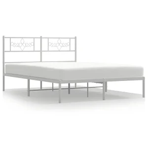 Bedframe met hoofdbord metaal wit 140×190 cm Bedframe met hoofdbord metaal wit 140×190 cm