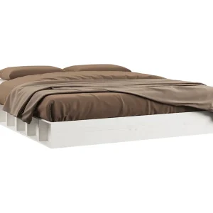 Bedframe massief hout wit 180×200 cm