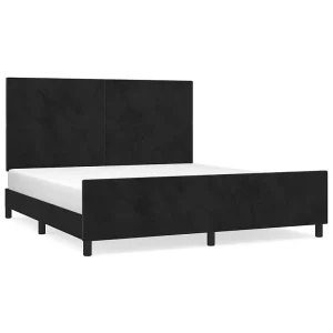 Bedframe zonder matras 160×200 cm fluweel zwart Bedframe zonder matras 160×200 cm fluweel zwart