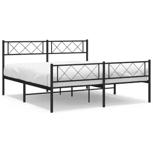 Bedframe met hoofd- en voeteneinde metaal zwart 140×190 cm