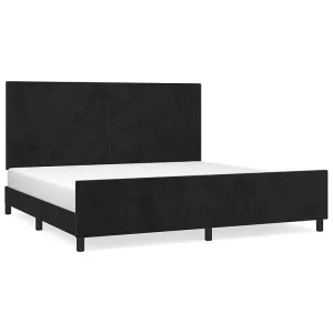 Bedframe zonder matras 200×200 cm fluweel zwart Bedframe zonder matras 200×200 cm fluweel zwart