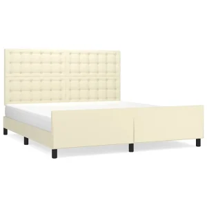 Bedframe met hoofdbord kunstleer crèmekleurig 180×200 cm