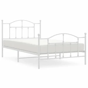 Bedframe met hoofd- en voeteneinde metaal wit 100×200 cm Bedframe met hoofd- en voeteneinde metaal wit 100×200 cm