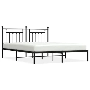 Bedframe met hoofdbord metaal zwart 180×200 cm Bedframe met hoofdbord metaal zwart 180×200 cm