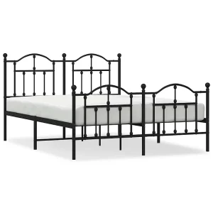 Bedframe met hoofd- en voeteneinde metaal zwart 150×200 cm Bedframe met hoofd- en voeteneinde metaal zwart 150×200 cm
