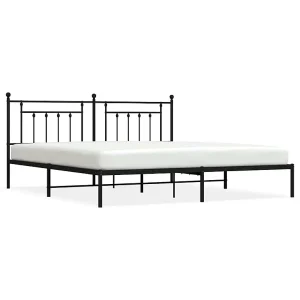 Bedframe met hoofdbord metaal zwart 193×203 cm Bedframe met hoofdbord metaal zwart 193×203 cm