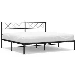 Bedframe met hoofdbord metaal zwart 193×203 cm Bedframe met hoofdbord metaal zwart 193×203 cm