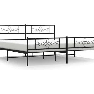 Bedframe met hoofd- en voeteneinde metaal zwart 193×203 cm Bedframe met hoofd- en voeteneinde metaal zwart 193×203 cm