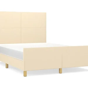 Bedframe zonder matras stof crèmekleurig 140×190 cm Bedframe zonder matras stof crèmekleurig 140×190 cm