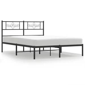 Bedframe met hoofdbord metaal zwart 160×200 cm Bedframe met hoofdbord metaal zwart 160×200 cm