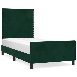 Bedframe zonder matras 90×190 cm fluweel donkergroen Bedframe zonder matras 90×190 cm fluweel donkergroen