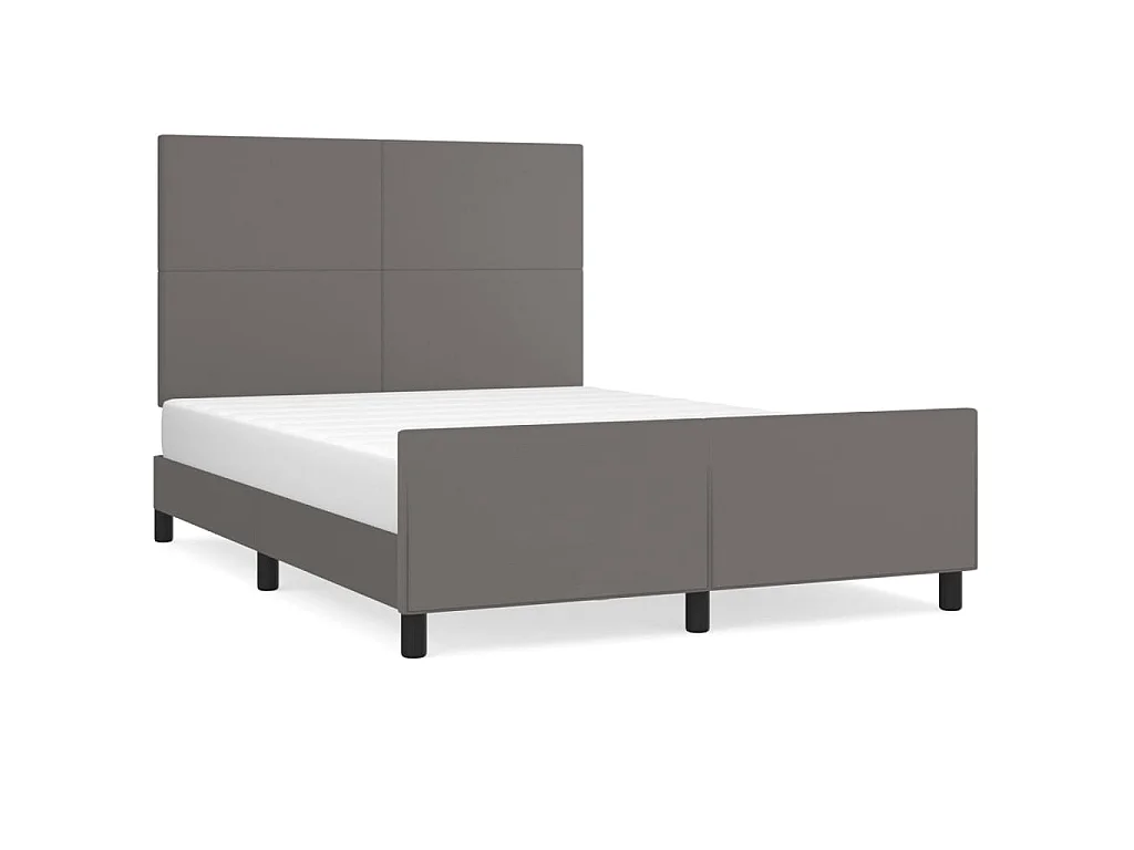 Bedframe met hoofdbord kunstleer grijs 140x190 cm