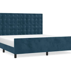 Bedframe met hoofdeinde fluweel donkerblauw 180×200 cm Bedframe met hoofdeinde fluweel donkerblauw 180×200 cm