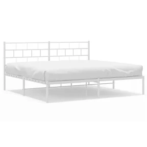 Bedframe met hoofdbord metaal wit 193×203 cm Bedframe met hoofdbord metaal wit 193×203 cm