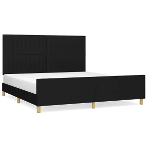 Bedframe zonder matras stof zwart 160×200 cm Bedframe zonder matras stof zwart 160×200 cm