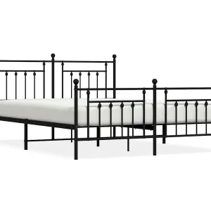 Bedframe met hoofd- en voeteneinde metaal zwart 183×213 cm