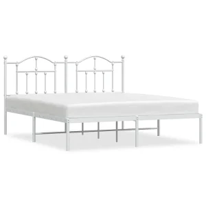 Bedframe met hoofdbord metaal wit 180×200 cm Bedframe met hoofdbord metaal wit 180×200 cm