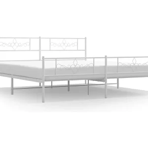 Bedframe met hoofd- en voeteneinde metaal wit 193×203 cm