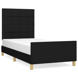 Bedframe zonder matras 100×200 cm stof zwart Bedframe zonder matras 100×200 cm stof zwart