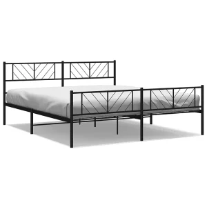 Bedframe met voetbord zonder matras metaal zwart 180×200 cm Bedframe met voetbord zonder matras metaal zwart 180×200 cm