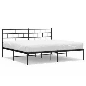 Bedframe met hoofdbord metaal zwart 183×213 cm Bedframe met hoofdbord metaal zwart 183×213 cm