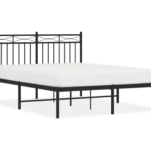 Bedframe met hoofdbord metaal zwart 140×190 cm Bedframe met hoofdbord metaal zwart 140×190 cm