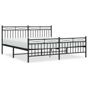Bedframe met hoofd- en voeteneinde metaal zwart 183×213 cm Bedframe met hoofd- en voeteneinde metaal zwart 183×213 cm