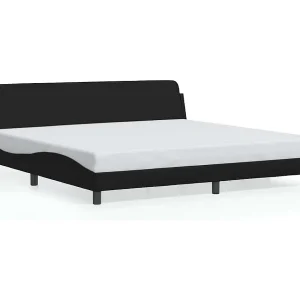 Bedframe met hoofdeinde kunstleer zwart 200×200 cm